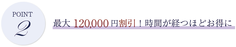 POINT2 最大120,000円割引！ジオ感が経つほどお得に