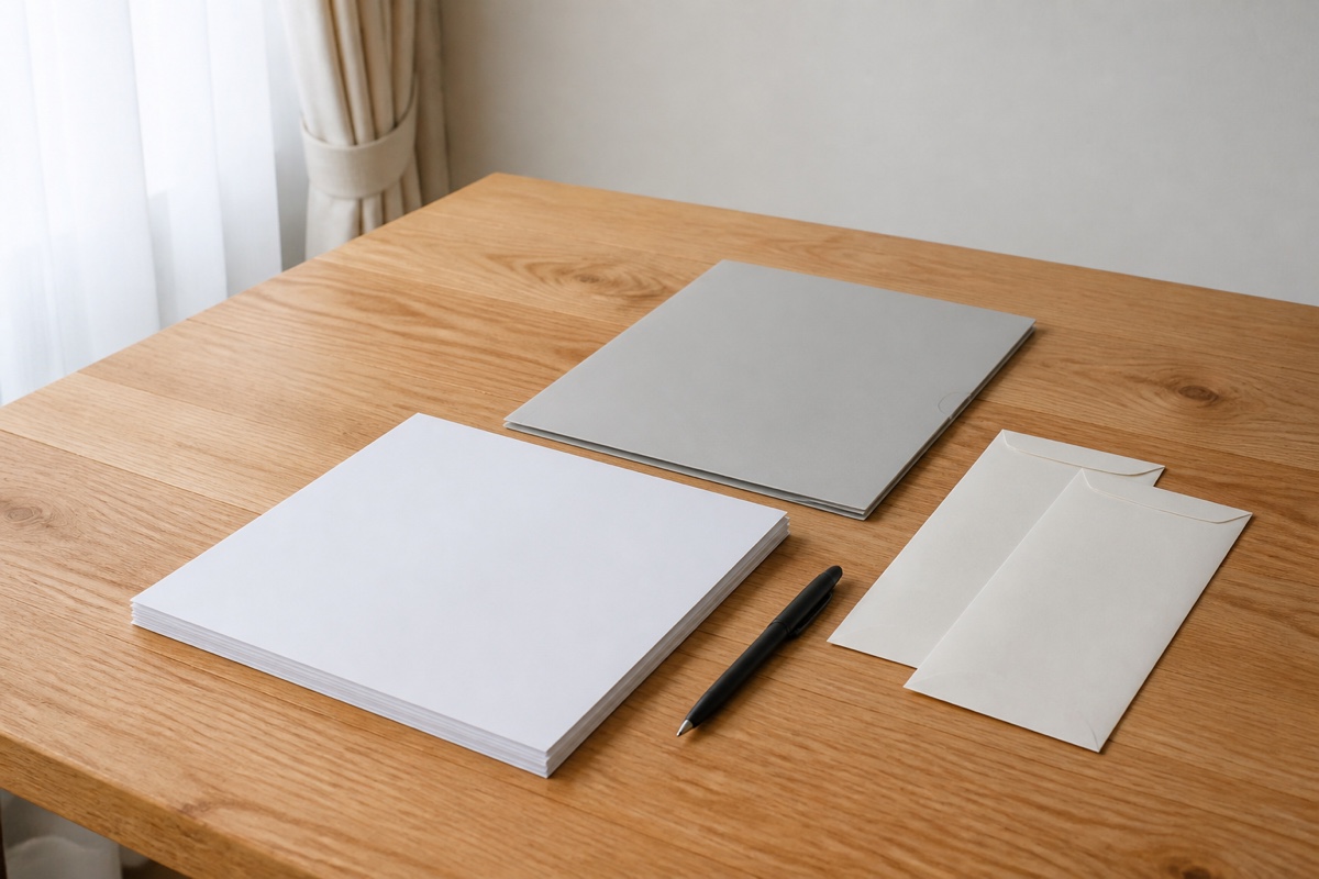 準確定申告に向けて税務書類を木製テーブルで整理する準備のイメージ画像