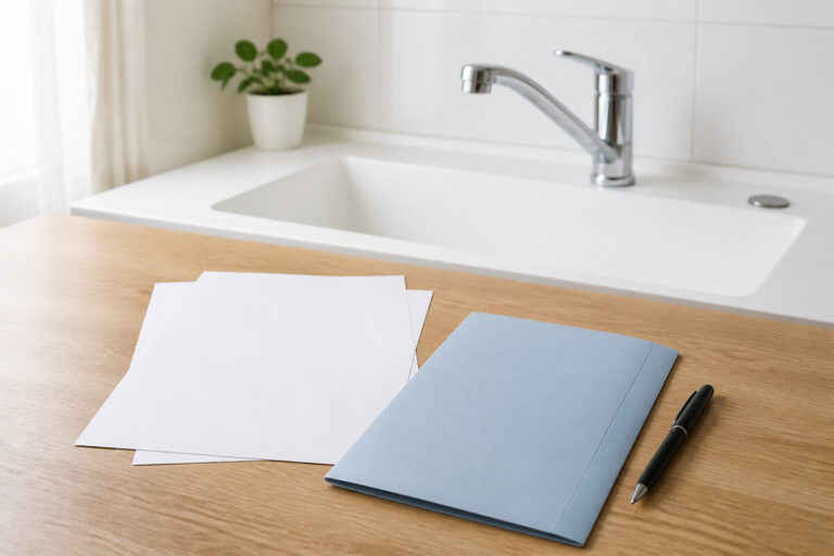 故人名義の水道契約を確認するため請求書と蛇口を整理する準備のイメージ画像