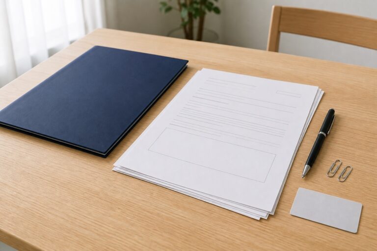 住民票の除票請求を想定して申請書類と本人確認書類を整えたイメージ画像