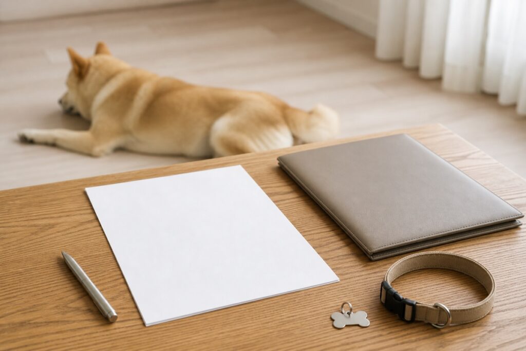 飼い主変更に備えて犬の鑑札や書類を確認する準備のイメージ画像