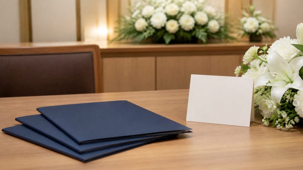 葬儀の事前相談チェックリスト｜費用・会場・流れの内容を表したイメージ画像