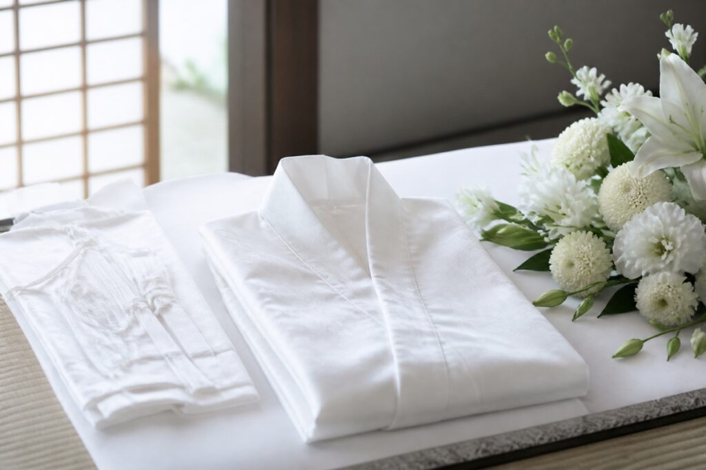 死装束を左前にする理由｜白装束の意味と宗派による違いの内容を表したイメージ画像