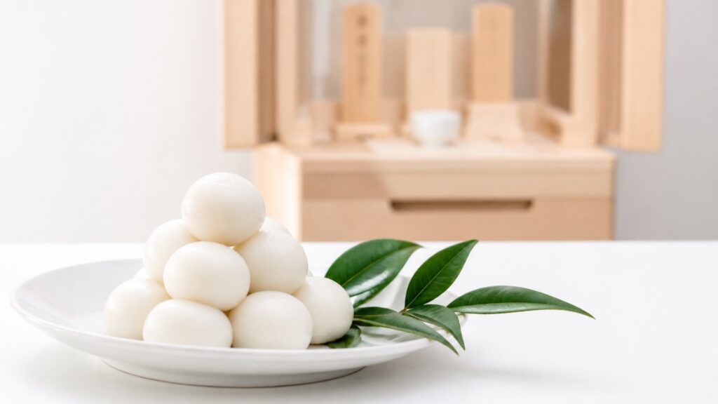 お盆や法要の際になぜ「お団子」をお供えするの？他、作り方等の内容を表したイメージ画像