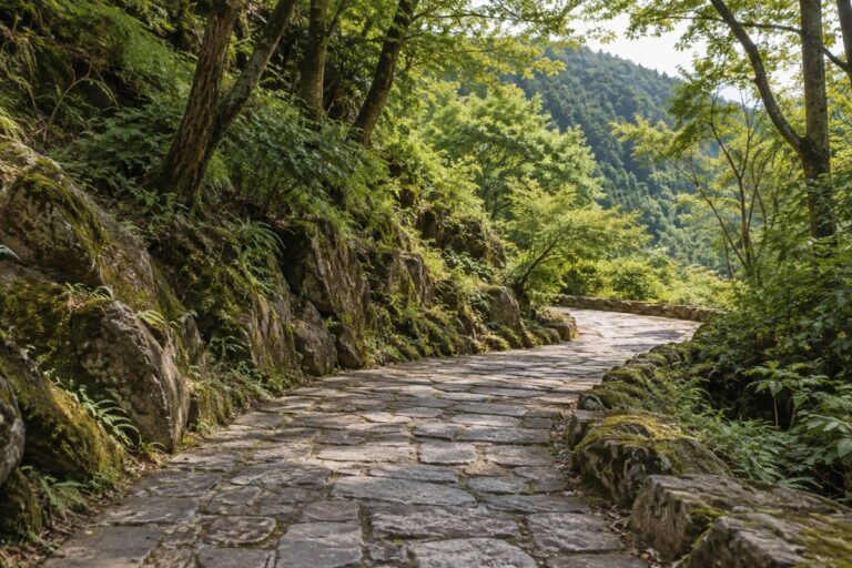 かつてお寺での葬儀後に墓地へ向かった道の分かれ目を表すイメージ画像
